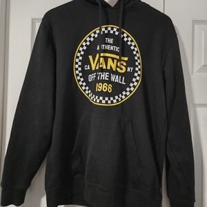 Vans Men's Black Hoodie with Yellow Logo